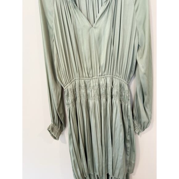 Tahari Women's Green Split Neck Tiered Long Sleeve A-Line Dress Size Small 1961 - Picture 4 of 8